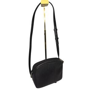 #133 Salvatore Ferragamo Black Leather Corssbody Handbag with Silver Hardware